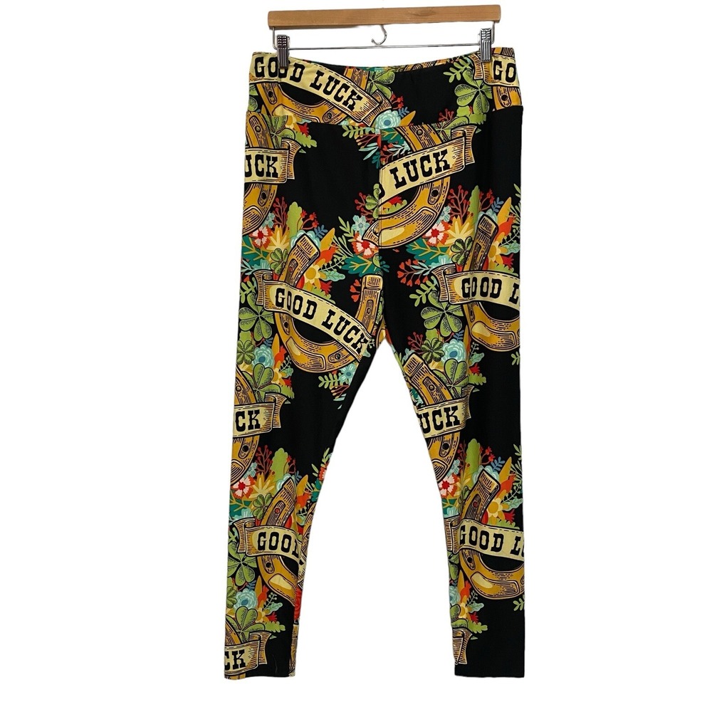 Lularoe TC2 Leggings Good Luck Horseshoes Saint Patrick's Day New Tall Curvy HTF